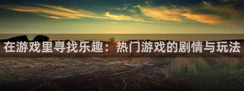 willhill威廉希尔体育：在游戏里寻找乐趣：热门游戏的剧